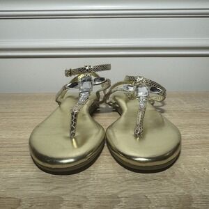 MICHAEL KORS Thong Sandals Women's Size‎ 3 Gold MK logo NEW w/o Box SC104493L-A